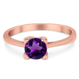 Minimalist Round Natural Stone Solitaire Ring