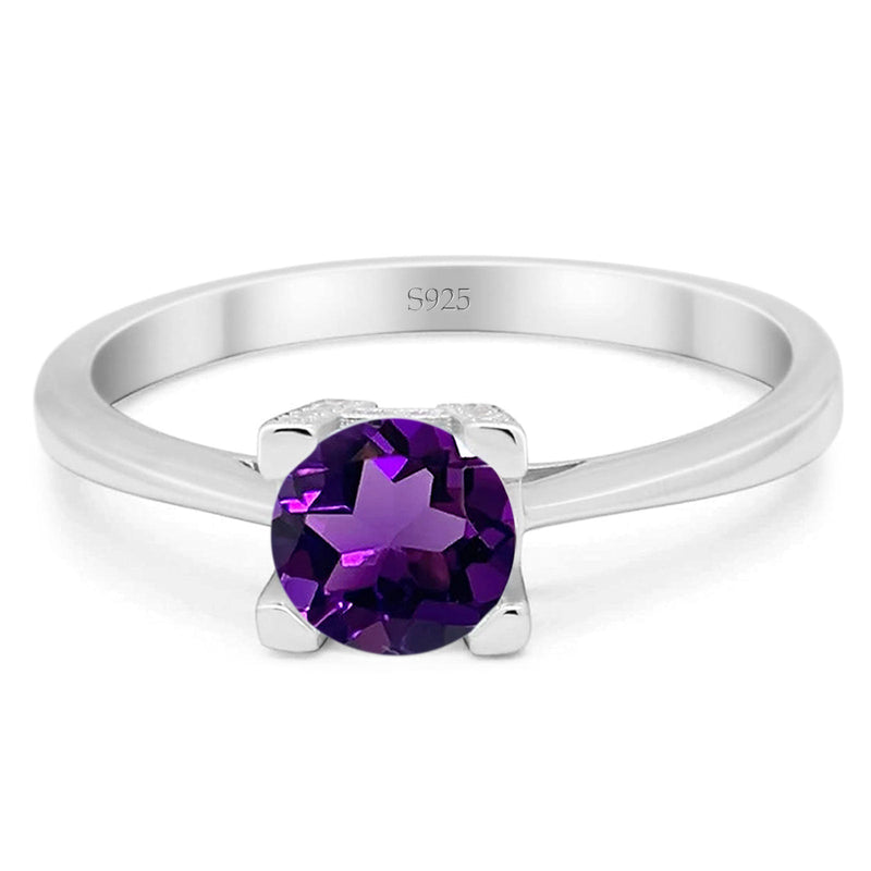 Minimalist Round Natural Stone Solitaire Ring