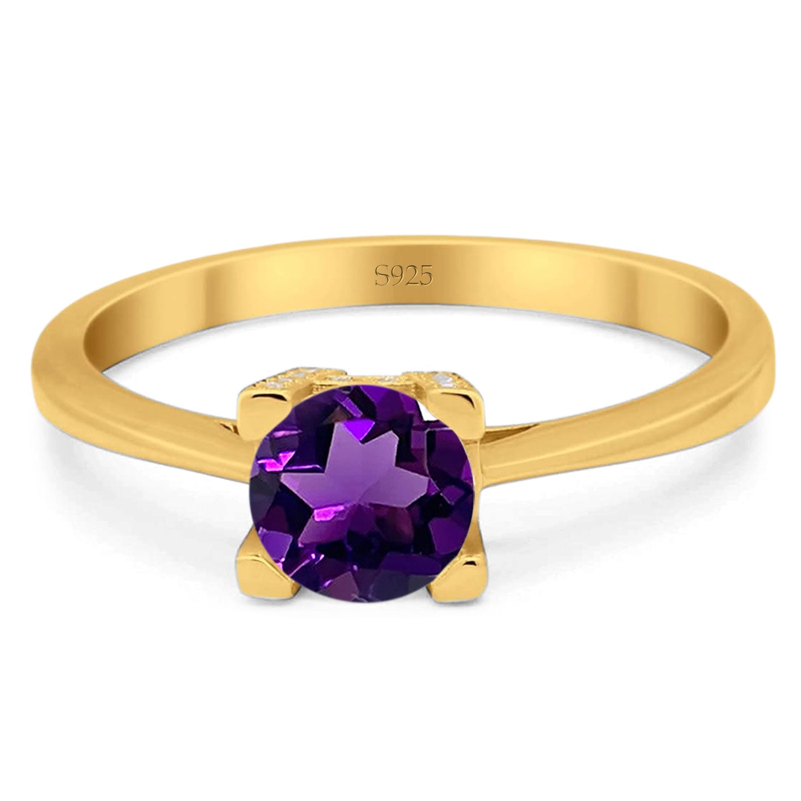 Minimalist Round Natural Stone Solitaire Ring