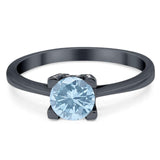 Minimalist Round Natural Stone Solitaire Ring