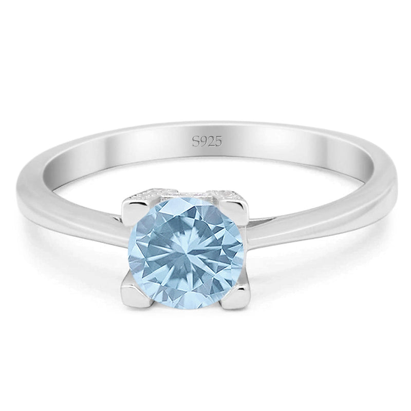 Minimalist Round Natural Stone Solitaire Ring