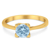 Minimalist Round Natural Stone Solitaire Ring