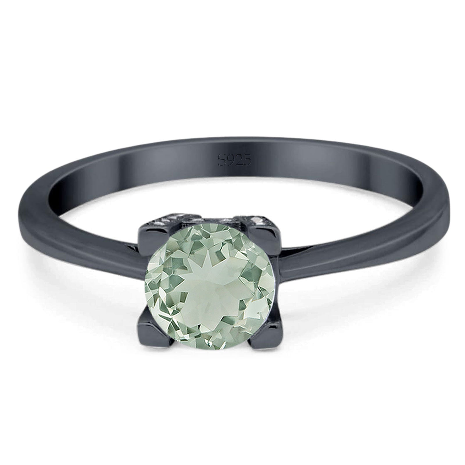 Minimalist Round Natural Stone Solitaire Ring