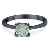 Minimalist Round Natural Stone Solitaire Ring