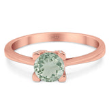 Minimalist Round Natural Stone Solitaire Ring