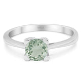 Minimalist Round Natural Stone Solitaire Ring