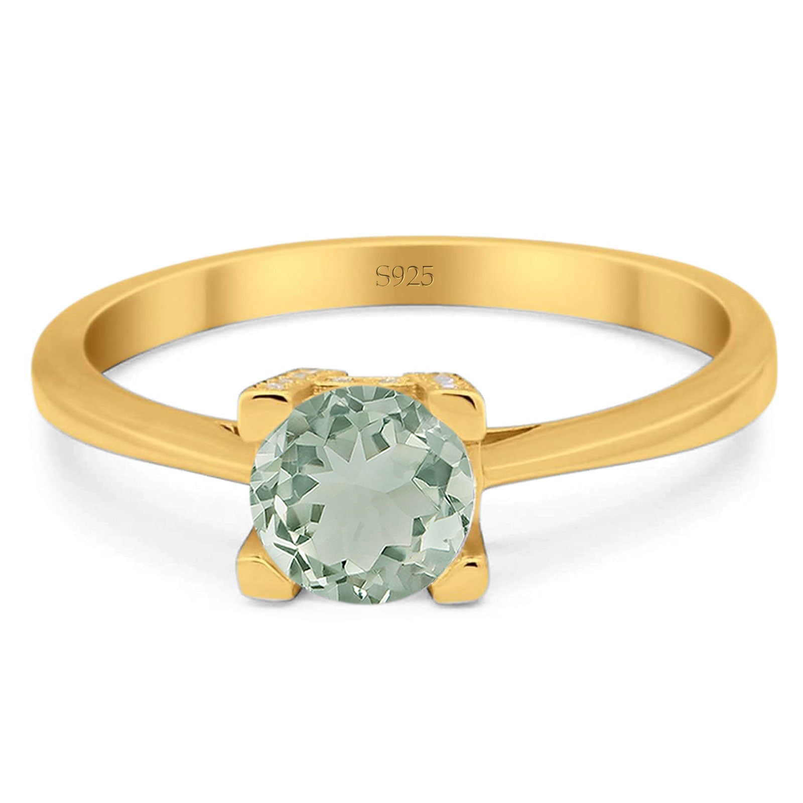 Minimalist Round Natural Stone Solitaire Ring