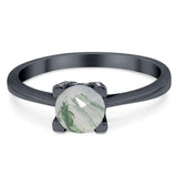 Minimalist Round Natural Stone Solitaire Ring