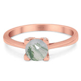 Minimalist Round Natural Stone Solitaire Ring