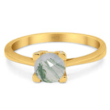 Minimalist Round Natural Stone Solitaire Ring