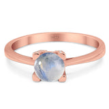 Minimalist Round Natural Stone Solitaire Ring