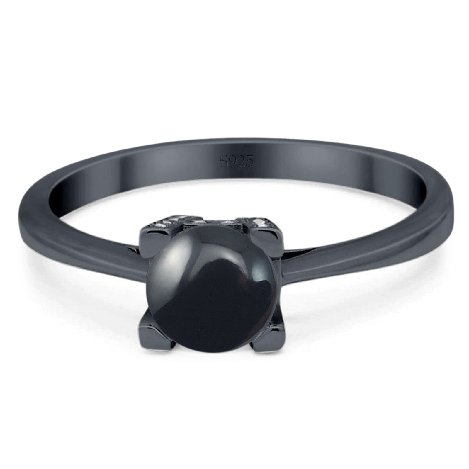 Minimalist Round Natural Stone Solitaire Ring