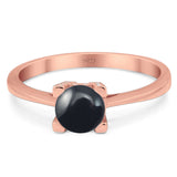 Minimalist Round Natural Stone Solitaire Ring