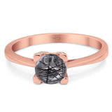 Minimalist Round Natural Stone Solitaire Ring