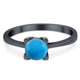 Minimalist Round Natural Stone Solitaire Ring