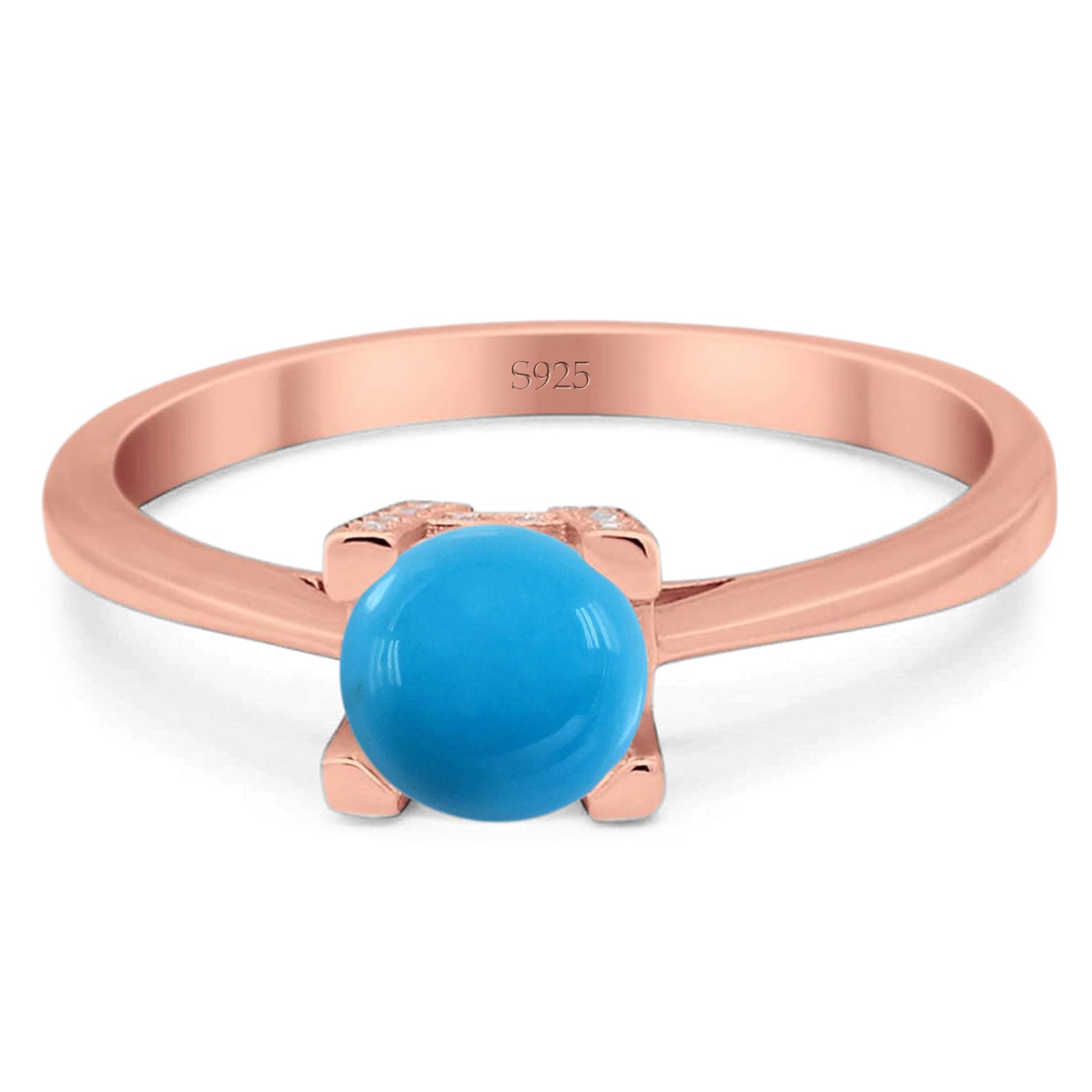 Minimalist Round Natural Stone Solitaire Ring