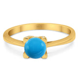 Minimalist Round Natural Stone Solitaire Ring