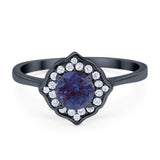 Floral Round Natural Stone Halo Ring