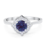 Floral Round Natural Stone Halo Ring