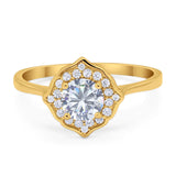 Floral Round Natural Stone Halo Ring