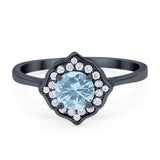 Floral Round Natural Stone Halo Ring