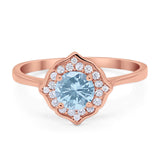 Floral Round Natural Stone Halo Ring
