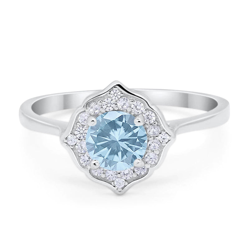 Floral Round Natural Stone Halo Ring