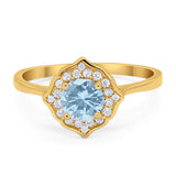 Floral Round Natural Stone Halo Ring