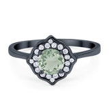 Floral Round Natural Stone Halo Ring