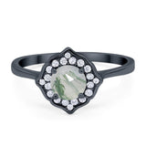 Floral Round Natural Stone Halo Ring