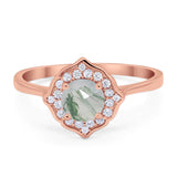 Floral Round Natural Stone Halo Ring