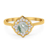 Floral Round Natural Stone Halo Ring
