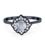 Floral Round Natural Stone Halo Ring