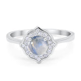 Floral Round Natural Stone Halo Ring