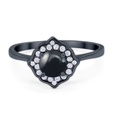 Floral Round Natural Stone Halo Ring