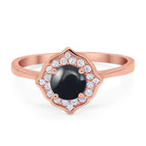 Floral Round Natural Stone Halo Ring