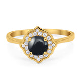 Floral Round Natural Stone Halo Ring