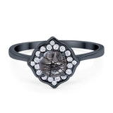 Floral Round Natural Stone Halo Ring