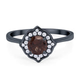 Floral Round Natural Stone Halo Ring