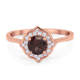 Floral Round Natural Stone Halo Ring