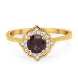 Floral Round Natural Stone Halo Ring
