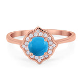 Floral Round Natural Stone Halo Ring