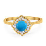 Floral Round Natural Stone Halo Ring