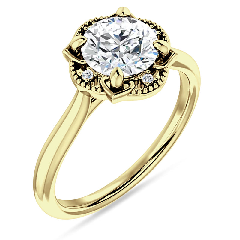 18K Gold IGI Certified Round 3 Carat Lab Grown Diamond Art Deco Floral Ring