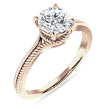 14K Gold IGI Certified Round 2 Carat Lab Grown Diamond Twisted Solitaire Ring