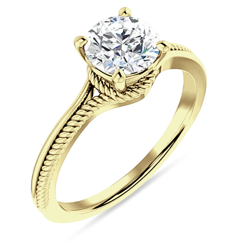 14K Gold IGI Certified Round 1 Carat Lab Grown Diamond Twisted Solitaire Ring