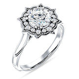 18K Gold IGI Certified Round 2 Carat Lab Grown Diamond Art Deco Floral Ring
