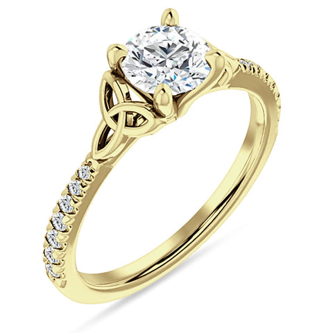 18K Gold IGI Certified Round 1 Carat Lab Grown Diamond Art Deco Trinity Cluster Ring