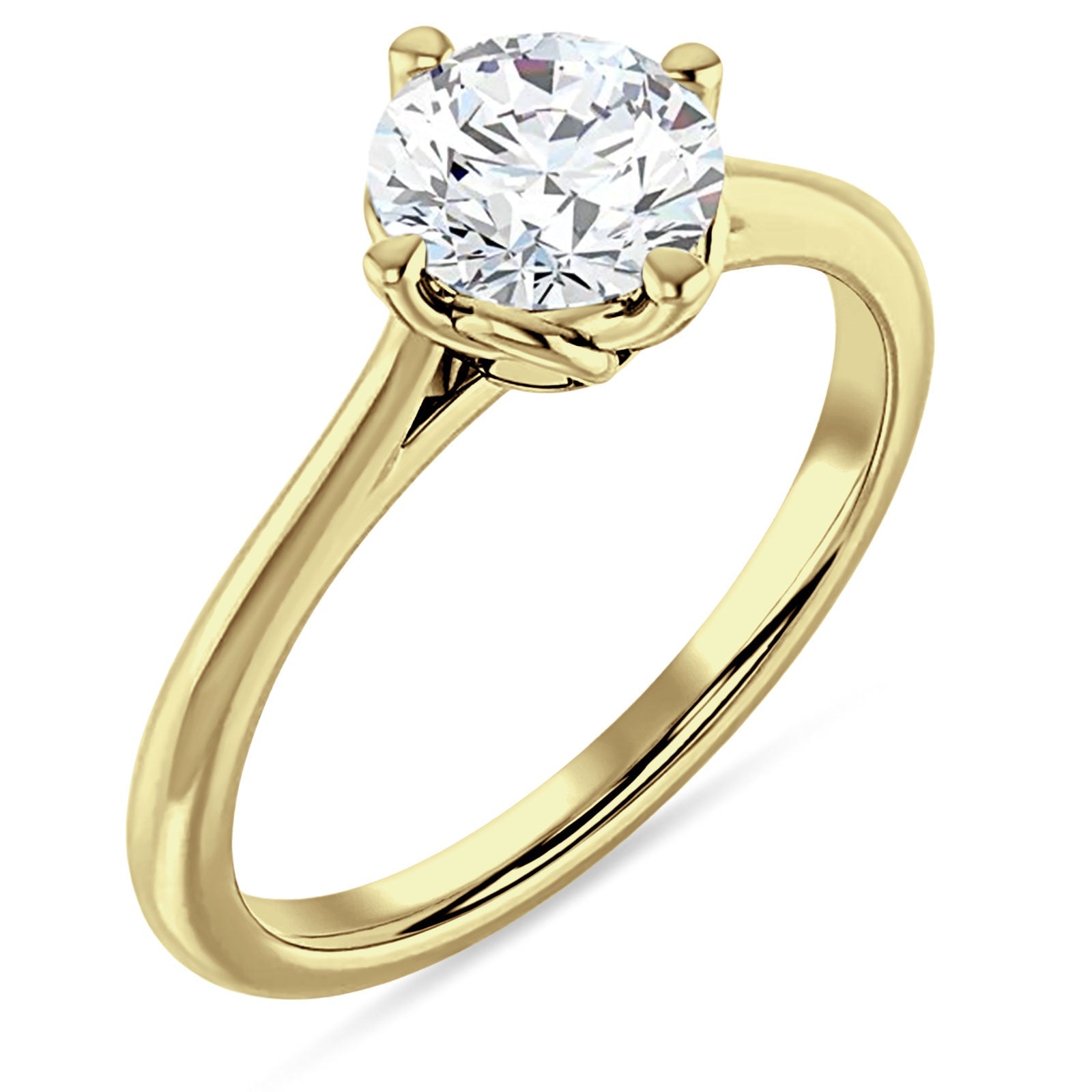 14K Gold IGI Certified Round 1 Carat Lab Grown Diamond Cathedral Solitaire Ring