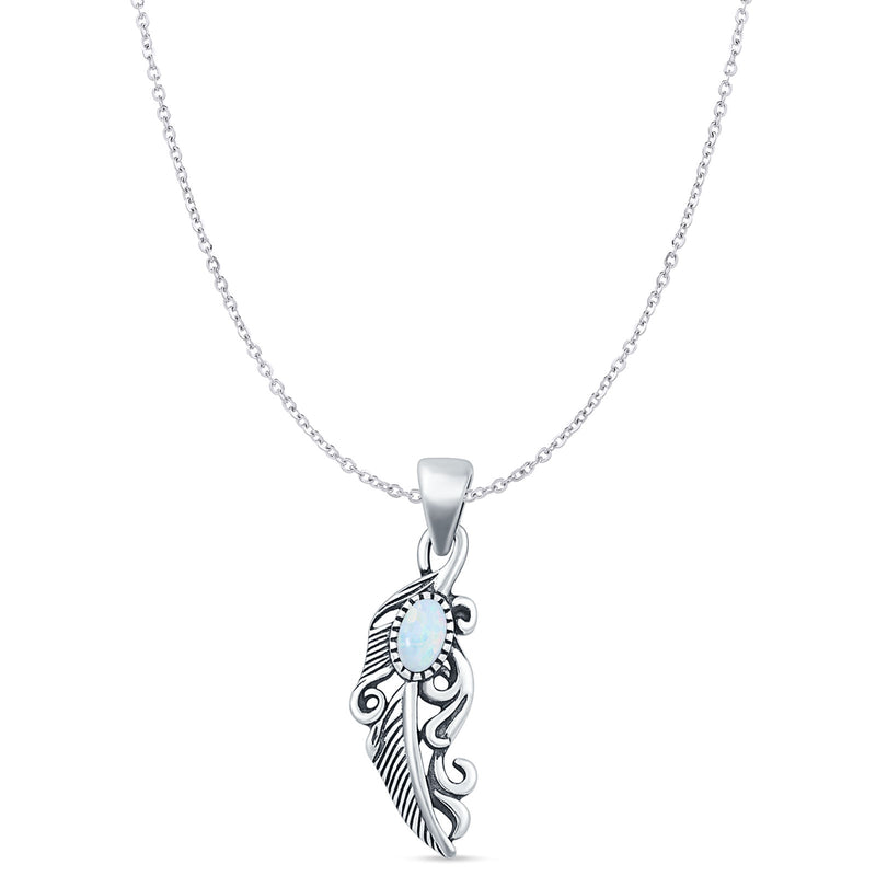 Feather Filigree Pendant Necklace